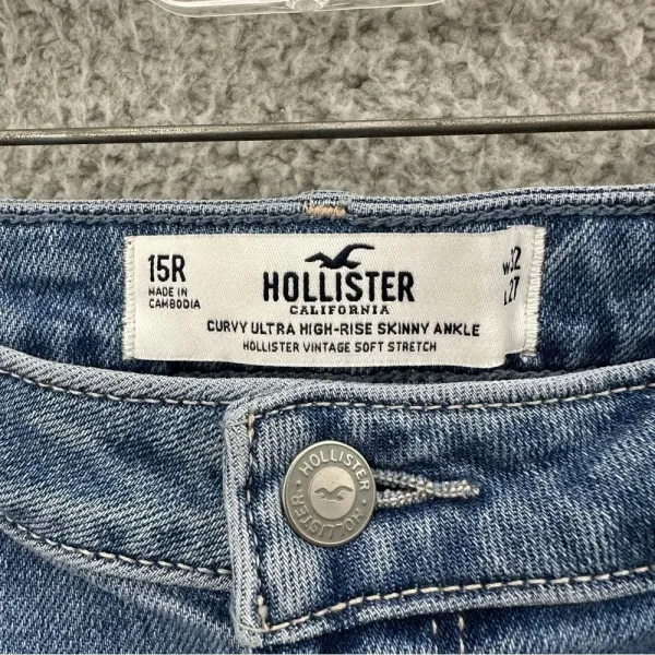 Hollister Curvy Ultra High Rise Skinny Ankle Jeans Medium‎ Wash Women's 32 x 26 - Image 6