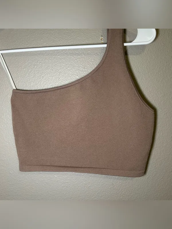 Aritzia Babaton Neutral Sculpt Knit One Shoulder Tank Top Women’s Size Medium - Image 3