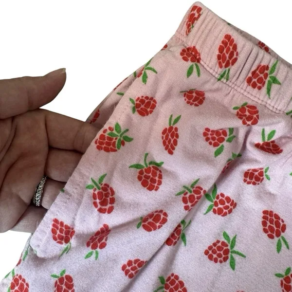 Kate Spade NY Strawberry Print Pajama Set 2 Piece Short Sleeve Pants Size L Pink - Image 5