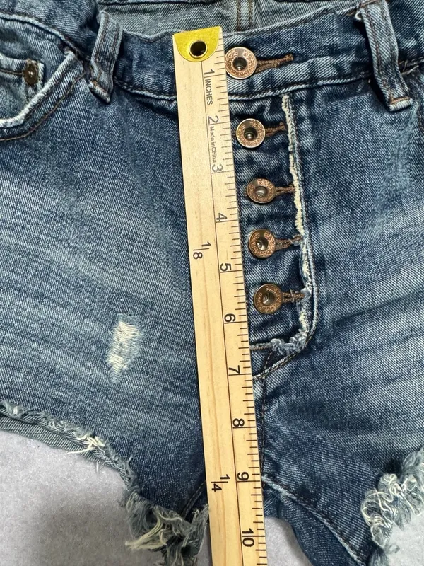 Free People Button Fly Jean Shorts, Size W 27 - Image 4
