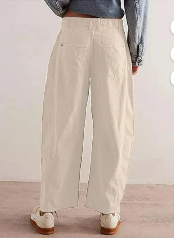 Mid Rise Cropped Baggy Pants Tan Size L - Image 2