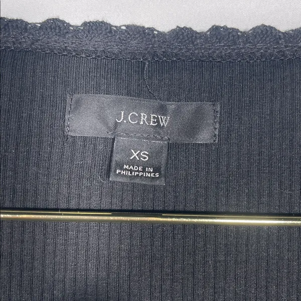 J. Crew Womens Black Square Neck Henley Shirt Top Xs Bk317 - Image 4