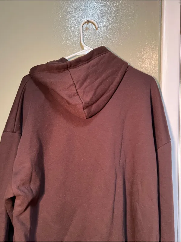 Pacsun Women's Sz Large Pacific Sunwear LA Texture Hoodie Chocolate Brown Cotton - Image 9