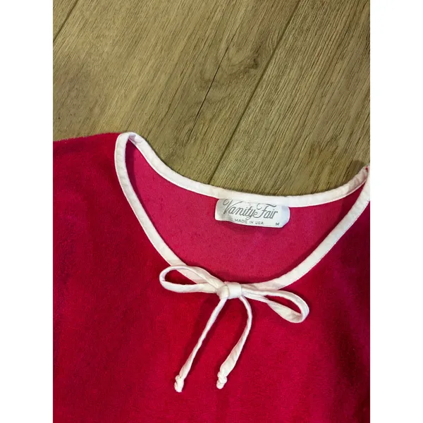 Vintage Vanity Fair Pink Terry Cloth Lounge Set Shorts Top Made in USA Medium - Image 3
