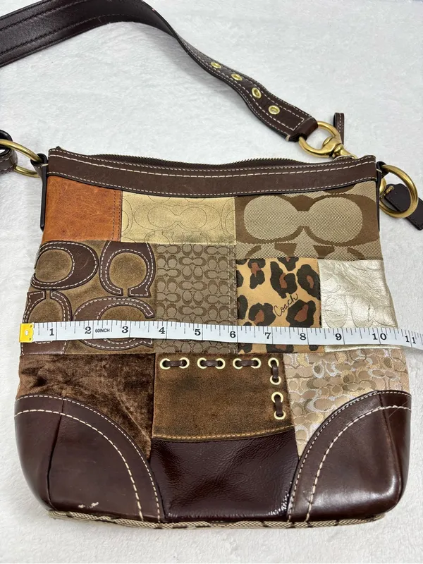 Vintage Coach Y2K Patchwork Signature Leather Suede Crossbody Bag - Image 10