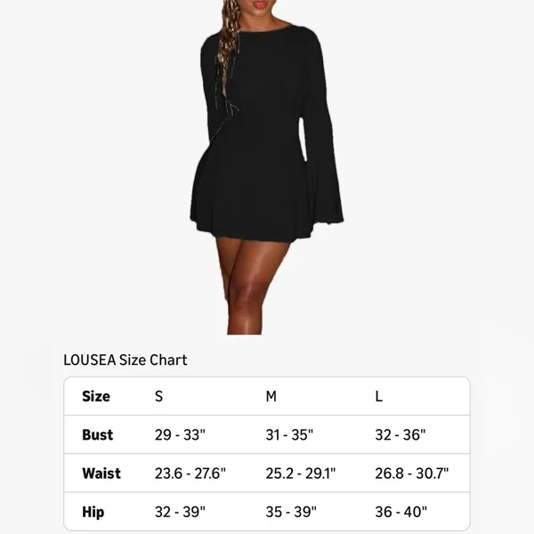 NEW Black Flared Sleeve Backless Cocktail Tie Back Lightweight Dress S - Image 5