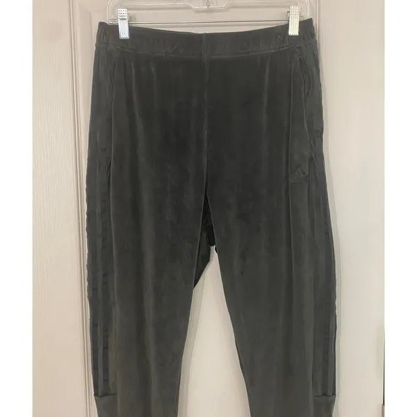 adidas‎ Tiro Cut 3-Stripes Corduroy Velour Track Pants Gray L - Image 11