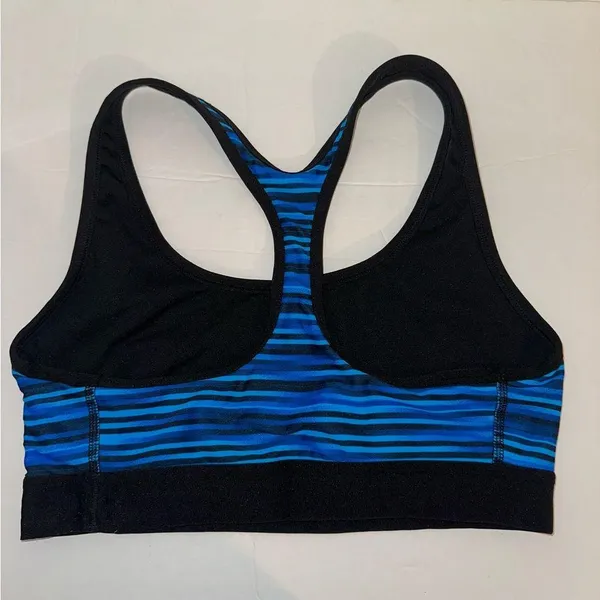 Hanes Blue and Black Striped Sports Bra size XL - Image 4