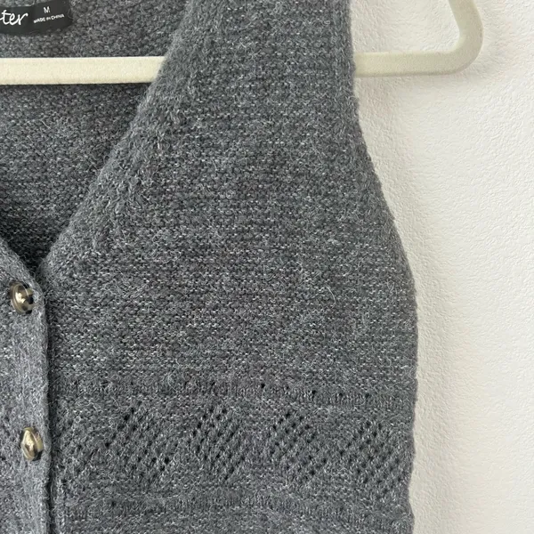 Aster Button Front Gray Sweater Vest Size M - Image 3
