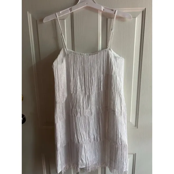 New Women’s A New Day Fringes Lined Dress Stretchy White size Small - Image 3