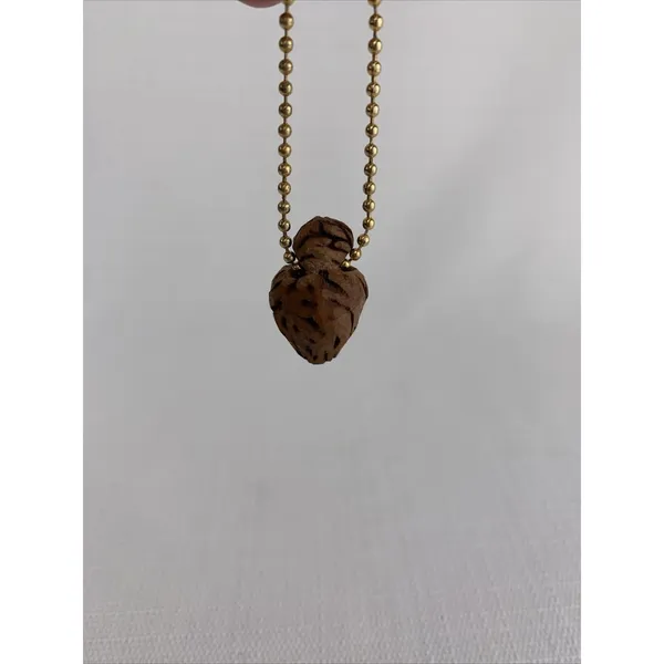 Vintage‎ Antique Hand Carved Heart Peach Pit Keychain - Image 2
