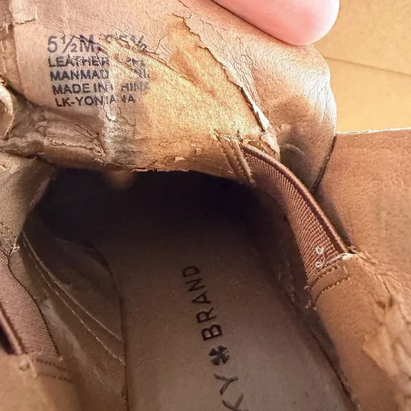 Lucky Brand Suede Wedge Ankle Booties LK- YONIANA‎ Chipmunk Brown 5.5M Capsule - Image 5