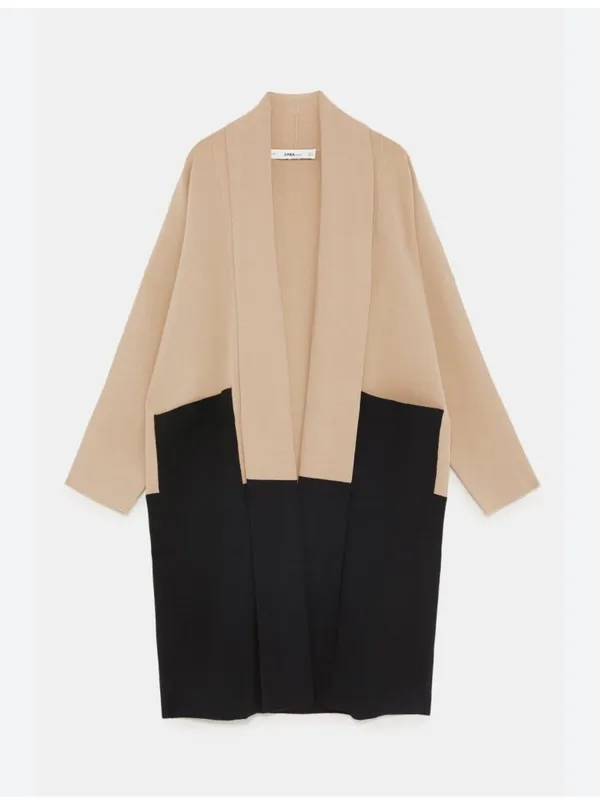 ZARA color block knit coat size M - Image 2