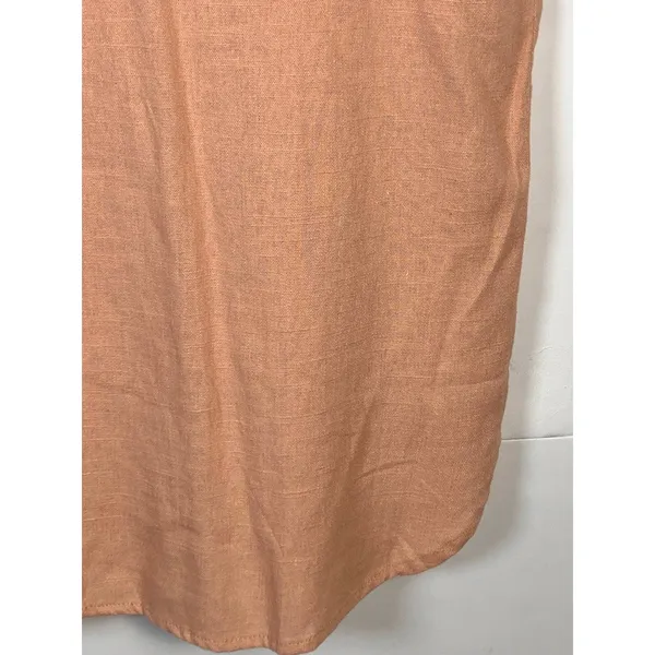 Lulus Dress M NWT Blush Pink Linen Blend Lace Up Shift Midi Pockets Resort - Image 7