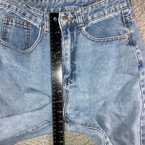 High Waist Straight Leg Jeans Women 25x28.5 Blue Retro Y2K Indie Released Hem - Image 16