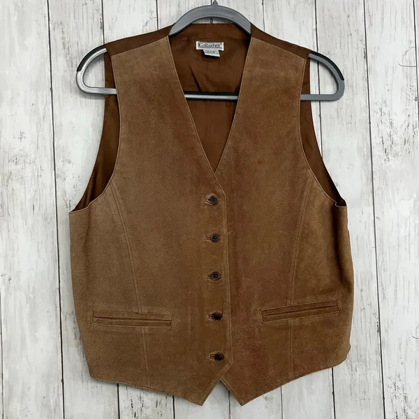Gallagher Vintage Brown Genuine Leather Vest Medium Women’s Western Boho Biker - Image 3