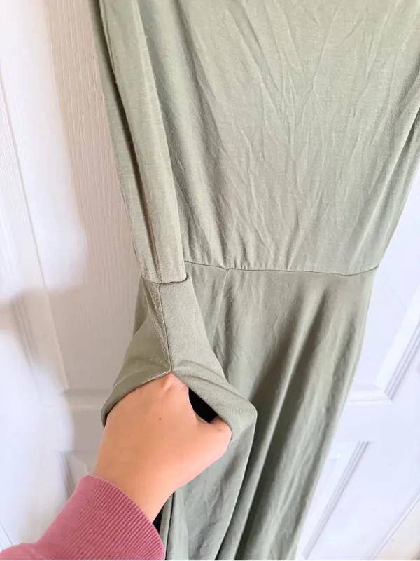 Quince Tencel Jersey Fit & Flare Dress in Sage Green - Image 4