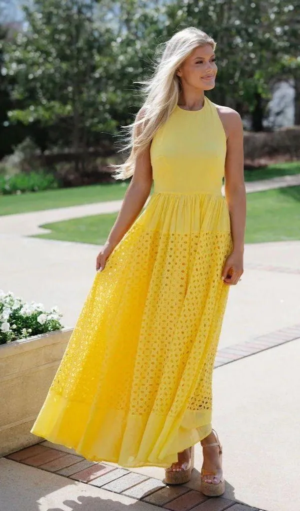 Halter Eyelet Maxi Dress - Image 3