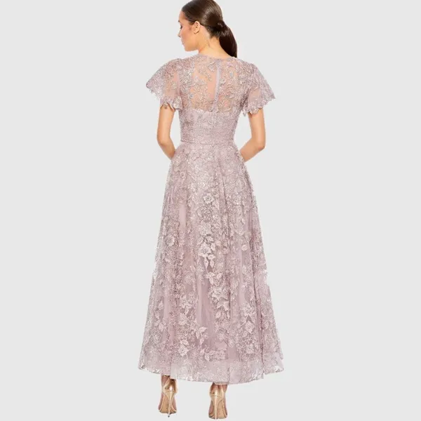 MAC DUGGAL 50665 Womens Embroidered High Neck Cap Sleeve A Line Gown - Image 3