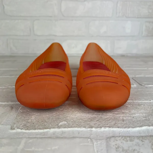 Crocs Adrina II Women 7 Orange Jelly Flats Sandals Casual Summer Vacation Travel - Image 9
