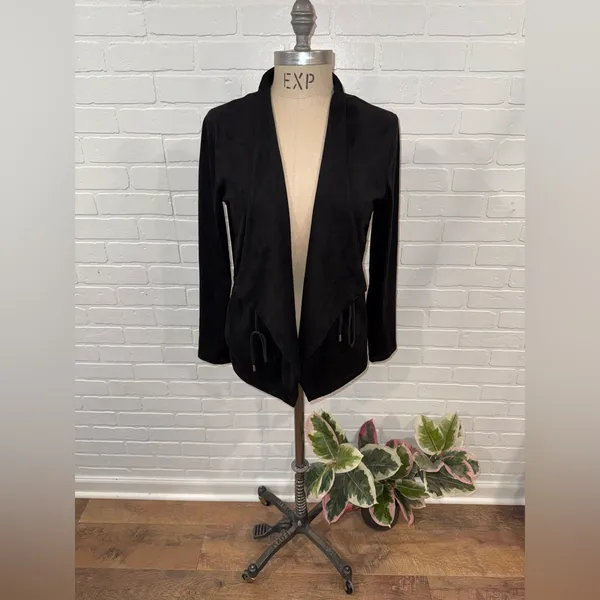 Blank NYC Domino Vegan Suede Draped Moto Style Jacket - Image 2