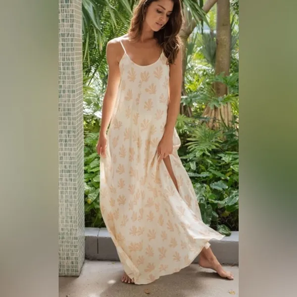 Citrine Swim Leta Dress $169 Hawaiian Shell‎ Tan Reef Resortwear Beach Tank Maxi - Image 7