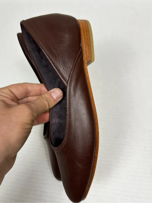 Bali ELF Made by Hand Brown Leather Ballet Flats D’Orsay Slip On Shoes Sz 6 - Image 6