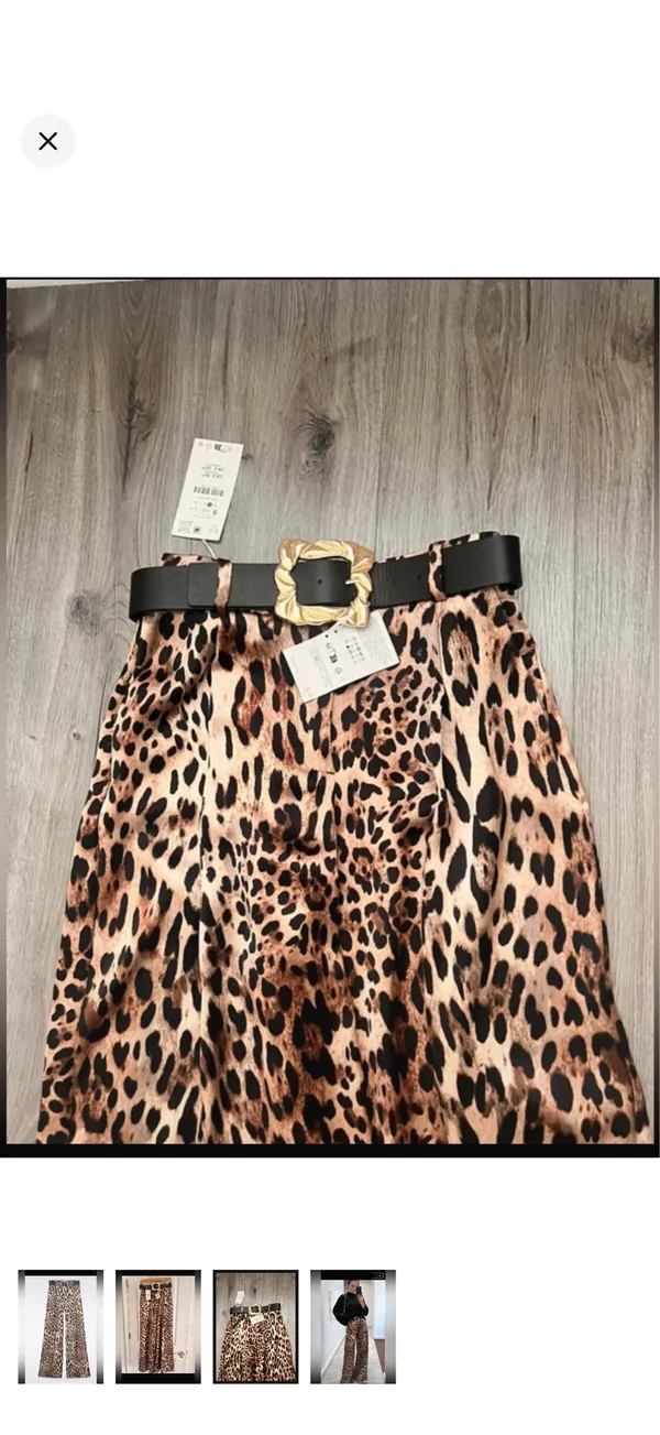 Zara Leopard-Print Wide-Leg Pants in Brown and Black - Image 3