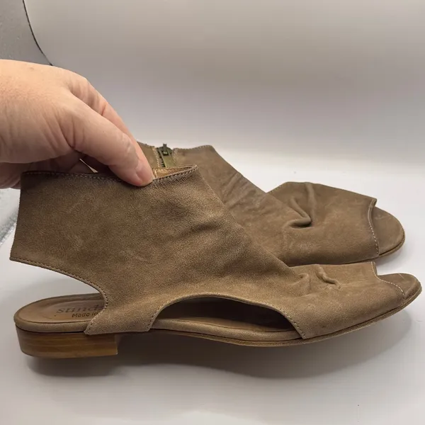 Sundance Italian Leather Suede Open Toe Mules Brown Vero Cuoio Size 40 (9–9.5) - Image 2