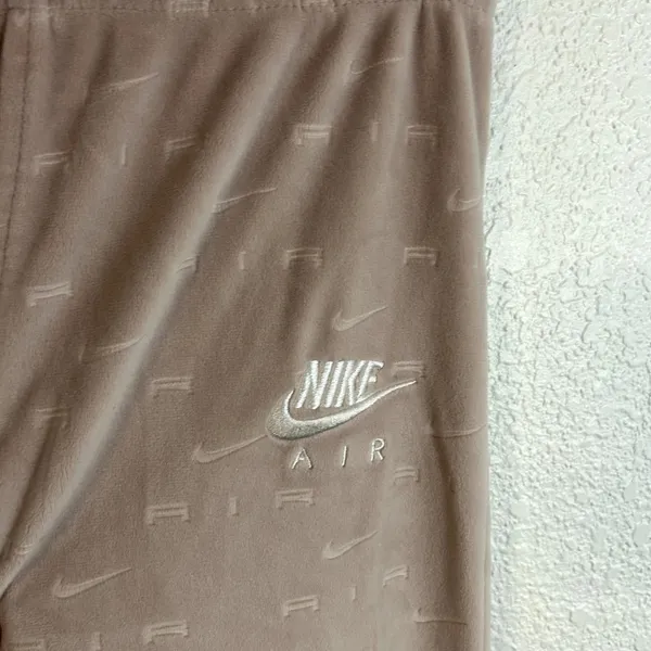 Nike Air Women's Velour Mid-Rise Sweatpants‎ Medium Flare Embossed Swoosh - Image 2