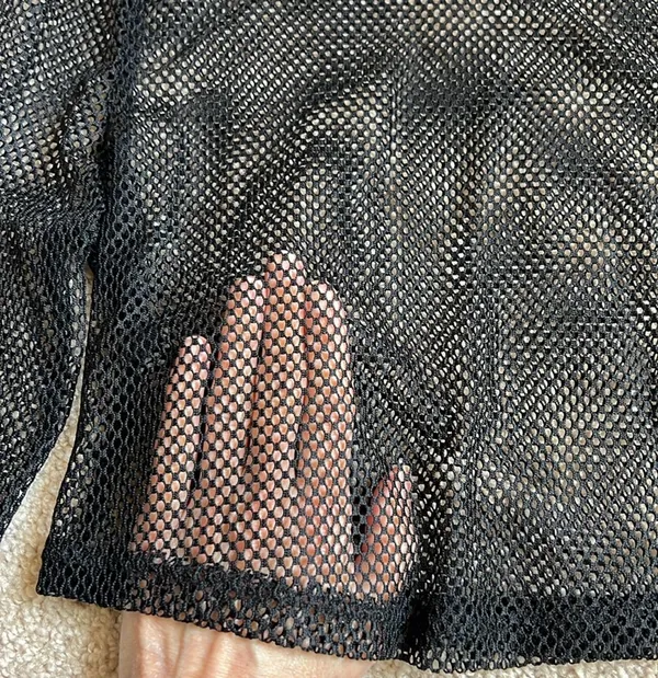 Hot Topic Social Collision Black Cropped Mesh Long Sleeve Top. Size Small - Image 3