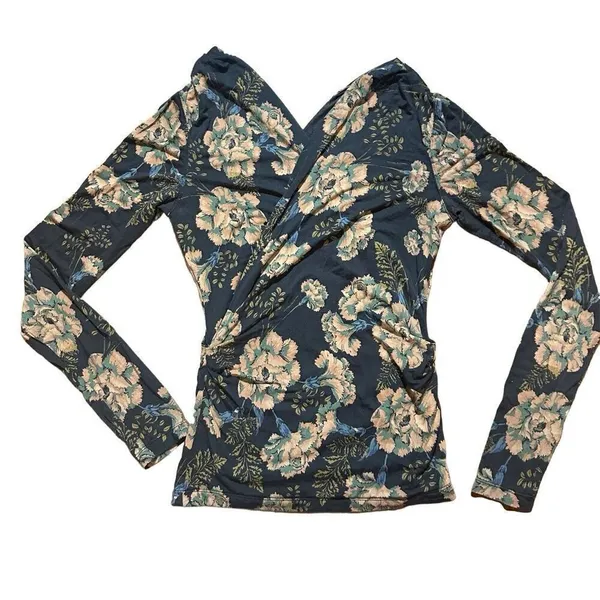 Free People floral surplice wrap‎ top sz XS - Image 3