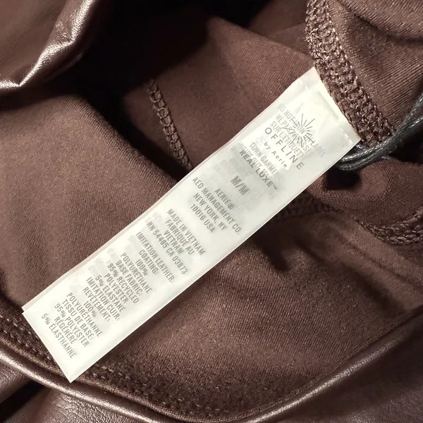 Offline By Aerie Real Luxe Faux Leather Hi Rise Leggings Size Medium Brown Chic - Image 10