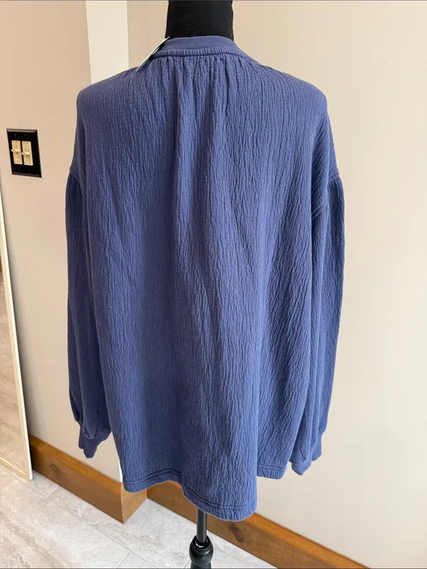 Aerie NWT Easy Street Oversized Sweatshirt Boho Blue Size Small - Image 5