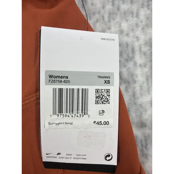 Nike One Dri-FIT Womens High Rise 8 Inch Biker Shorts Burnt Orange FZ6758-825 XS - Image 4