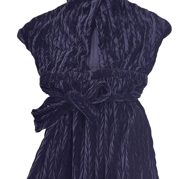 Sadie & Sage Textured Velvet Halter Jumpsuit Keyhole Crisscross Medium Glam - Image 6