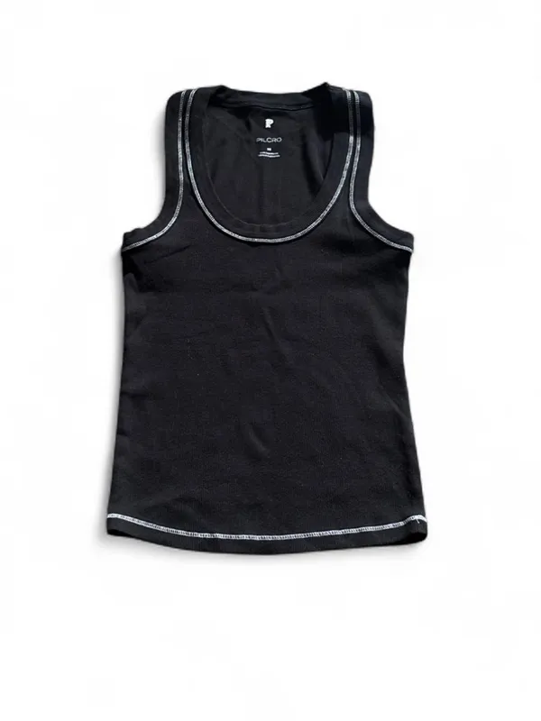 Pilcro Sunny Scoop Neck Icon Tank Black w White Contrast Stitching Sz XS Ribbed - Image 3