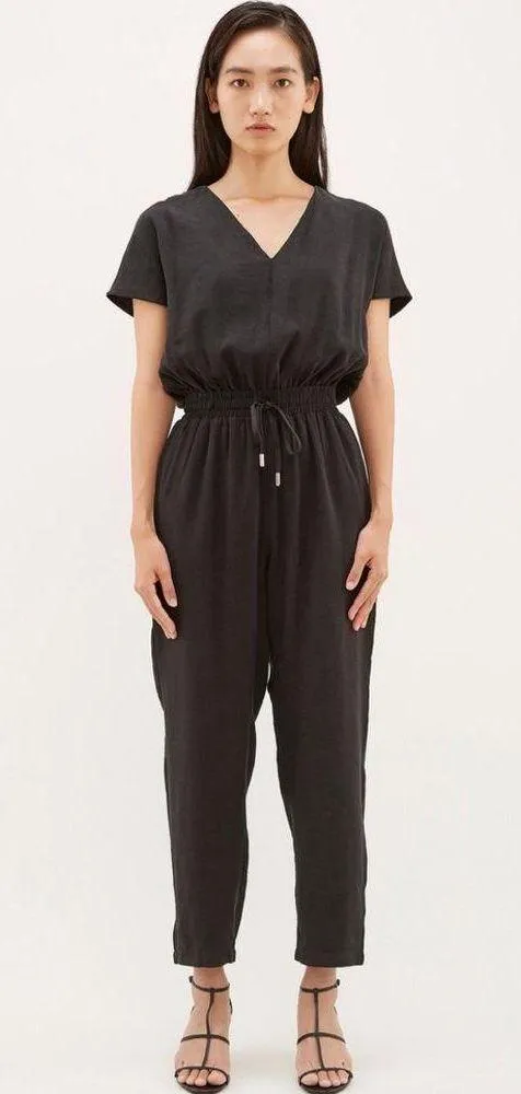 Moll V-Neck Jumpsuit in Black - Image 4