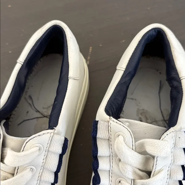 Tory‎ Burch Sport White Leather Ruffle Low Top Sneakers Lace Up Size 7 - Image 8