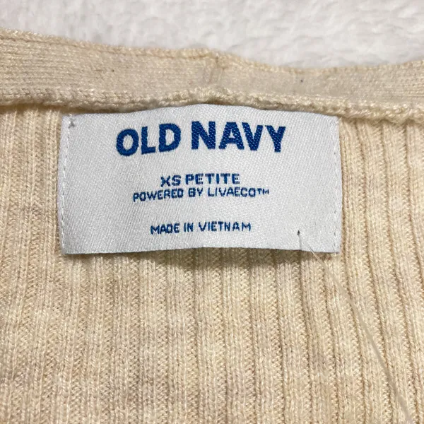 NWT Old Navy Cream Long-Sleeve Cropped Rib-Knit Cardigan Sweater Size XS Petite - Image 5
