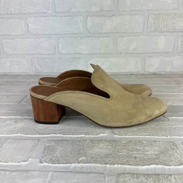 Thelma The Ava Mules Womens 38 8 US Wheat Suede Leather Block Heel Classic Italy - Image 2