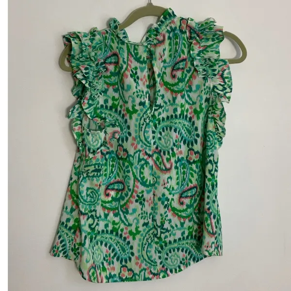 THML Green Paisley Blouse size medium - Image 2