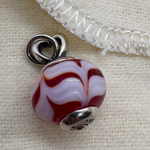 James Avery Retired Red White Art Glass Finial Heart Charm Sterling Silver Rare - Image 10