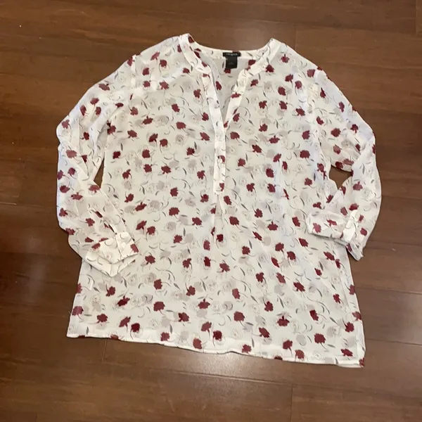 Ann Taylor White Red Floral Top - Image 2