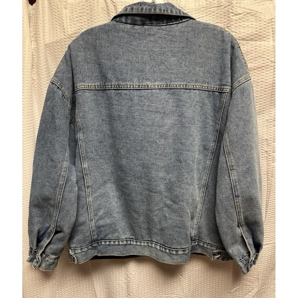 BEI BEI Women's XL Denim Truck Jacket Faux Fur Lining‎ Detach Collar NWOT - Image 13