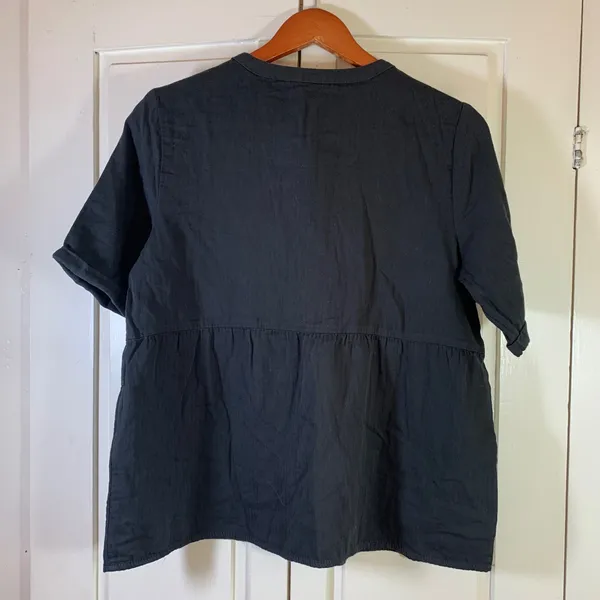 Old Navy Black Lace-Up Peplum Blouse M NWT Boho Cottagecore Festival Top Witchy Soft Goth - Image 2