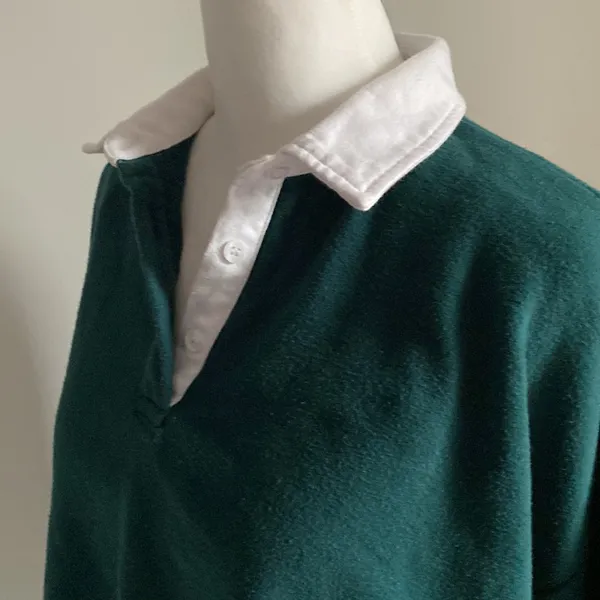Forever 21 Preppy 80s Inspired Crop Contrast Pullover Polo Rugby Sweatshirt - Image 4