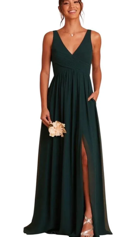 Birdy Grey NEW Laurie Empire Dress in Chiffon Emerald - Image 2