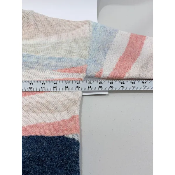 Monsoon Abstract Landscape Pastel Mock Neck Pullover‎ Sweater Pink Blue Small - Image 6