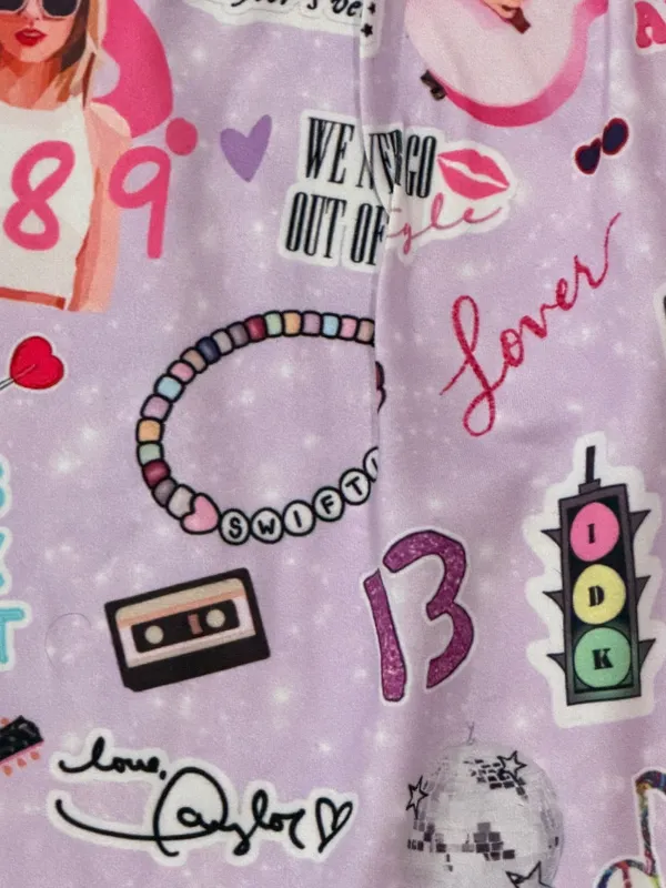 Taylor Swift Pink Graphic Short Pajama Set - Image 2